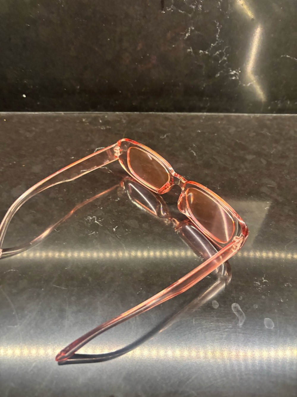 Transparent Pink Rectangular Sunglasses - Picture 2 of 4